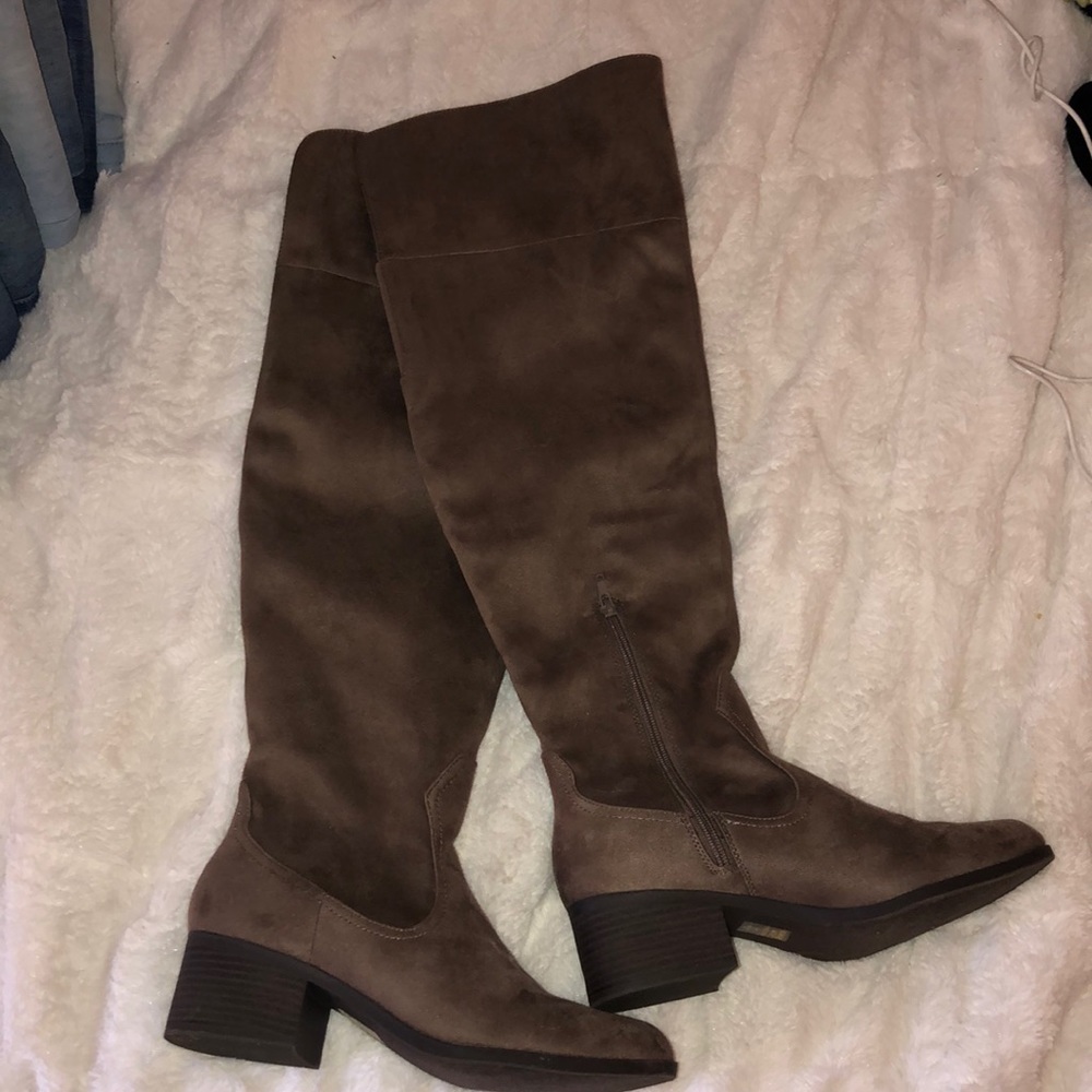 Knee high suede boots